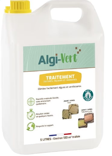 ALGI-VERT TRAITEMENT 5 L - Traitement toiture, façade, terrasse prêt à l'emploi AGZ000719234