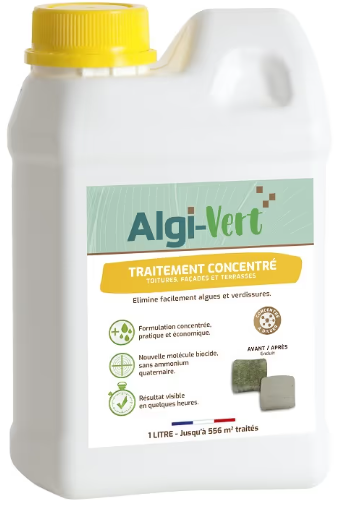 ALGI-VERT TRAITEMENT CONCENT 1 L - Traitement toiture, façade, terrasse à diluer AGZ000719230